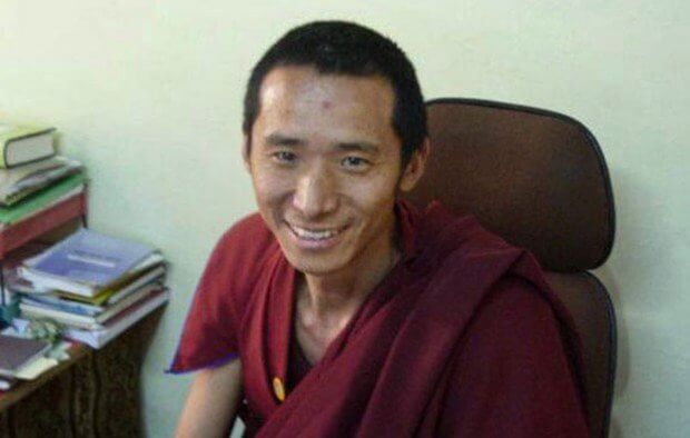 An undated photo of Kunchok Dakpa in an office at Kirti Monastery, Dharamsala, India