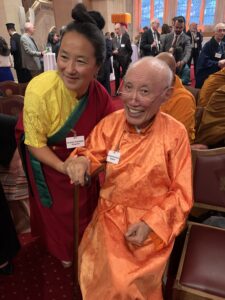 Chime Rinpoche with Khadro-la Rinpoche at an event in London